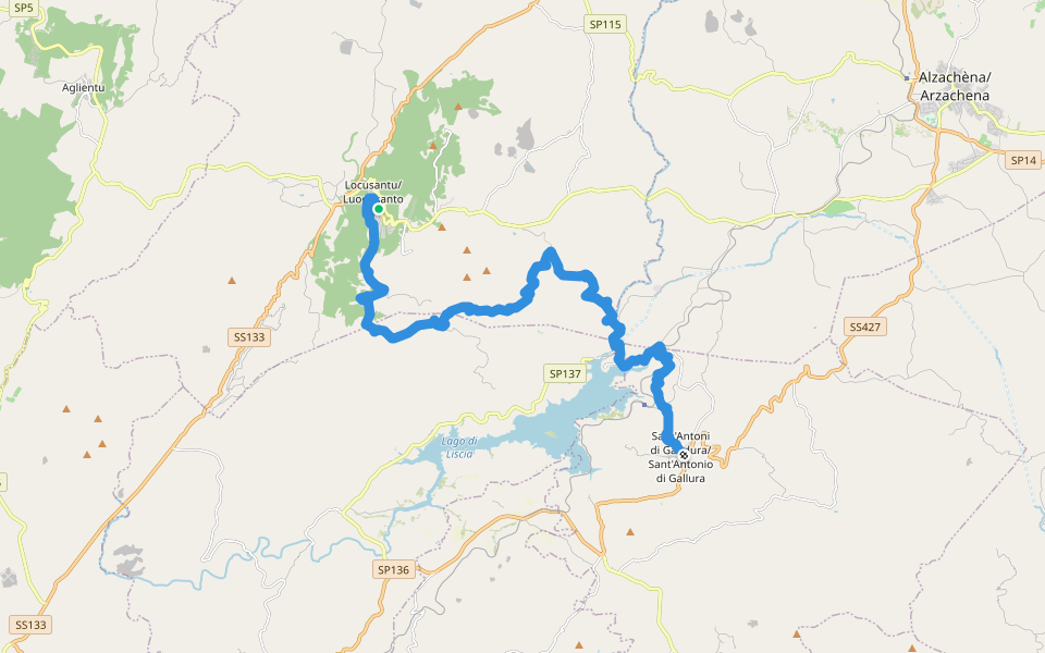 Sentiero Italia - Tappa Z03 walking route map in Luogosanto