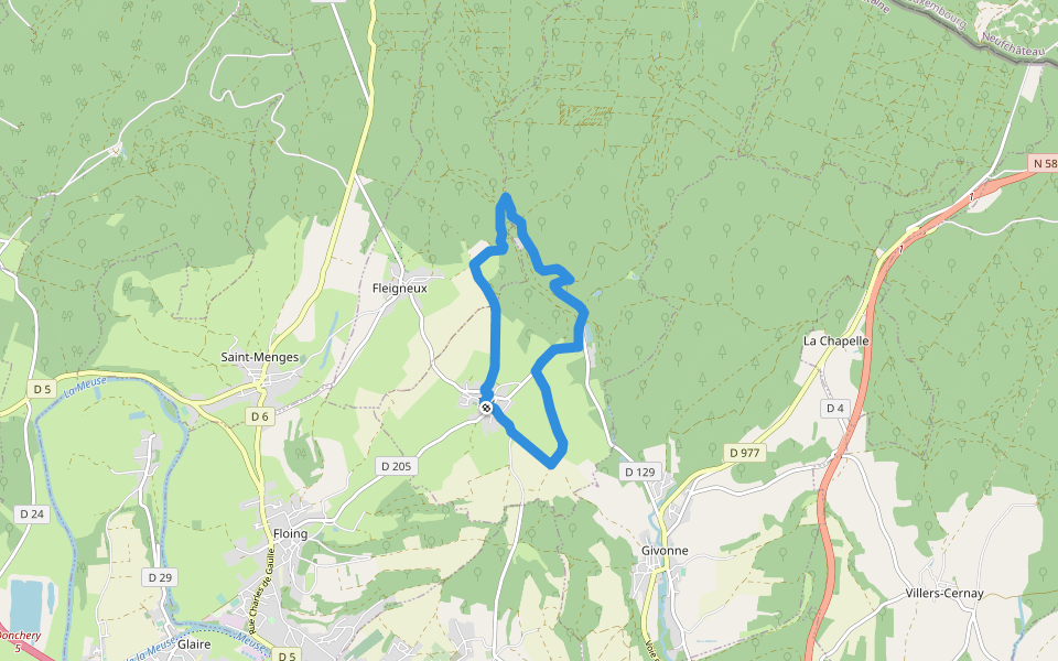 Sentier du Bois Talot walking route map in Illy