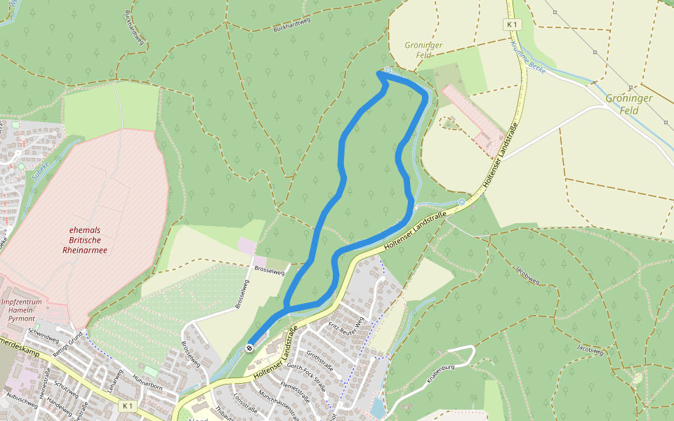 HM5 Rundweg Diepensiek walking route map in Hameln