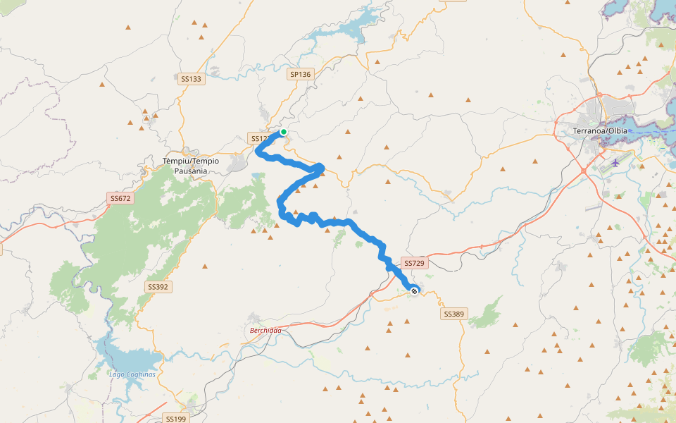 Sentiero Italia - Tappa Z05 walking route map in Calangianus