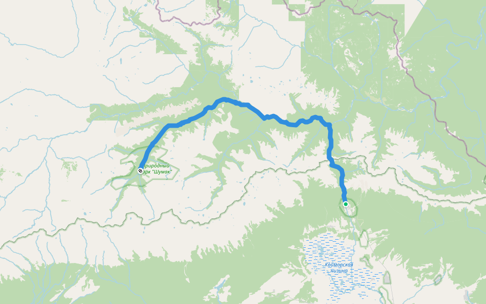 Аршан-Шумак walking route map in Arshan