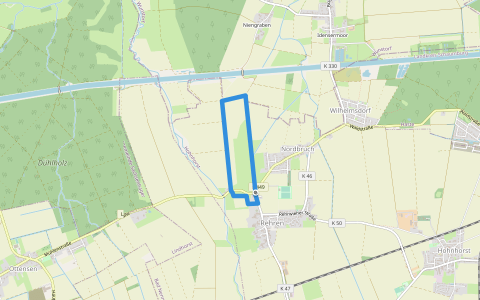 Snorris Natur-Erlebnis-Pfad an der Bünte walking route map in Hohnhorst