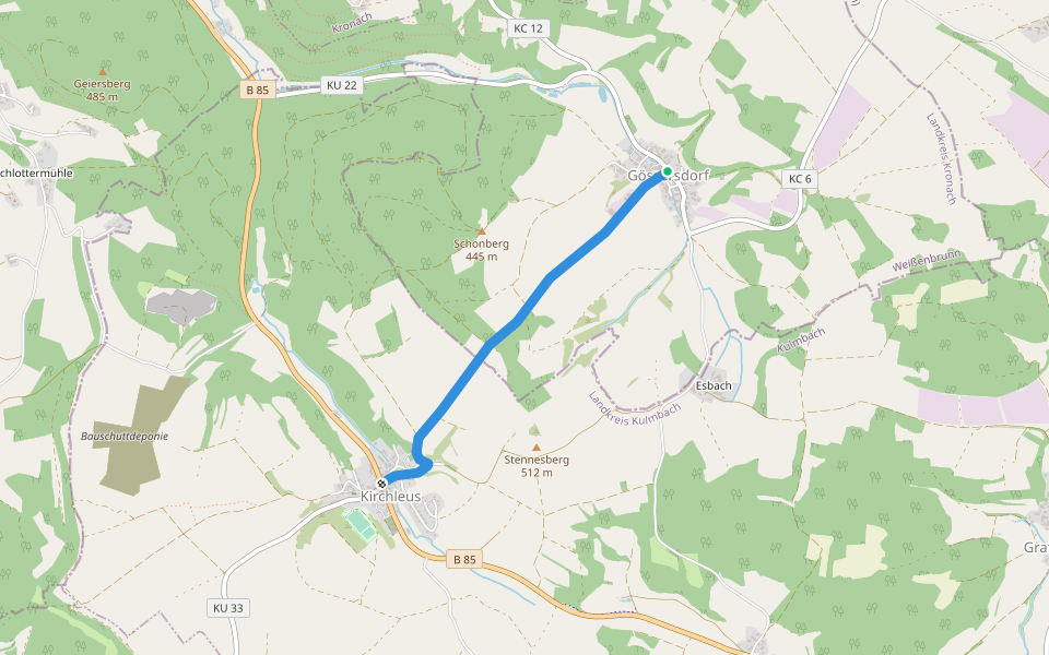 Heinrich Wolf-Weg walking route map in Weißenbrunn