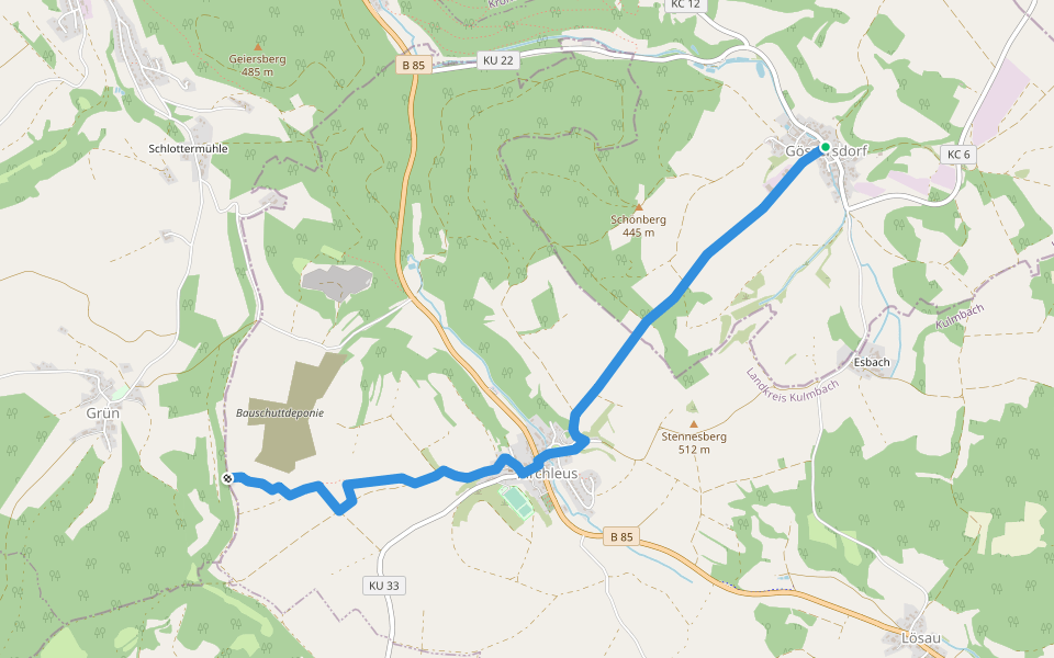Weißenbrunner Panoramaweg KC54 walking route map in Weißenbrunn