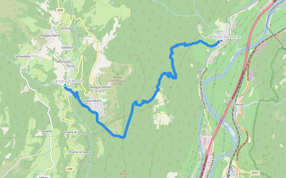 Belluno Veronese - Ferrara di Monte Baldo walking route map in Ferrara di Monte Baldo