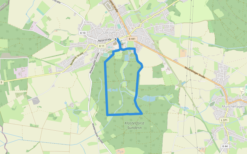 Weg 3 - gelb - Wanderung im Loccumer Klosterwald walking route map in Rehburg-Loccum