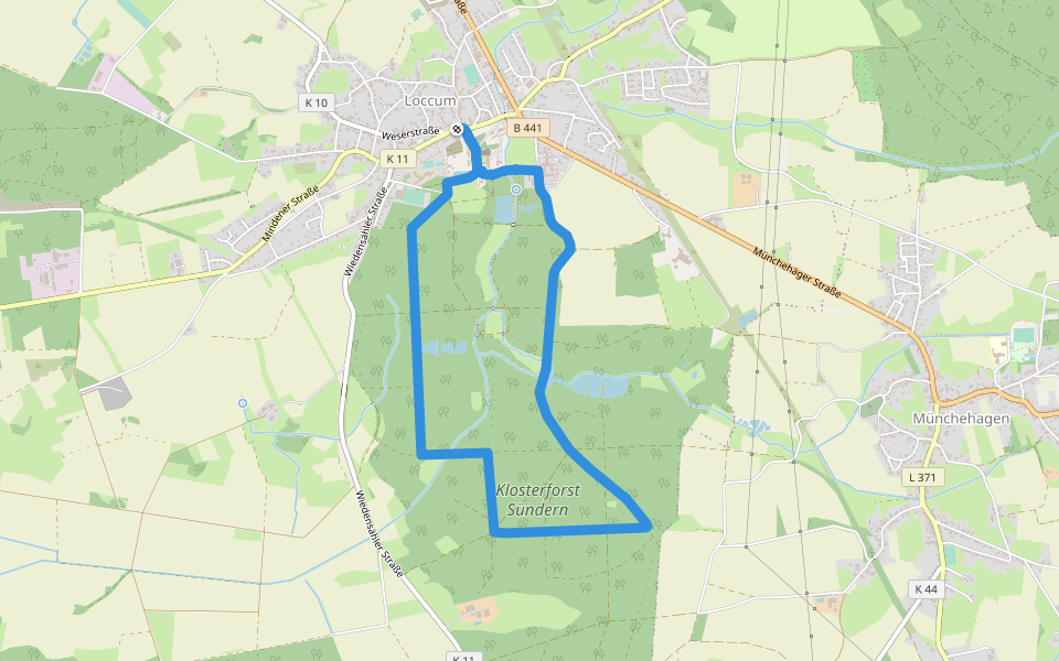 Weg 4 - rot - Wanderung im Loccumer Klosterwald walking route map in Rehburg-Loccum