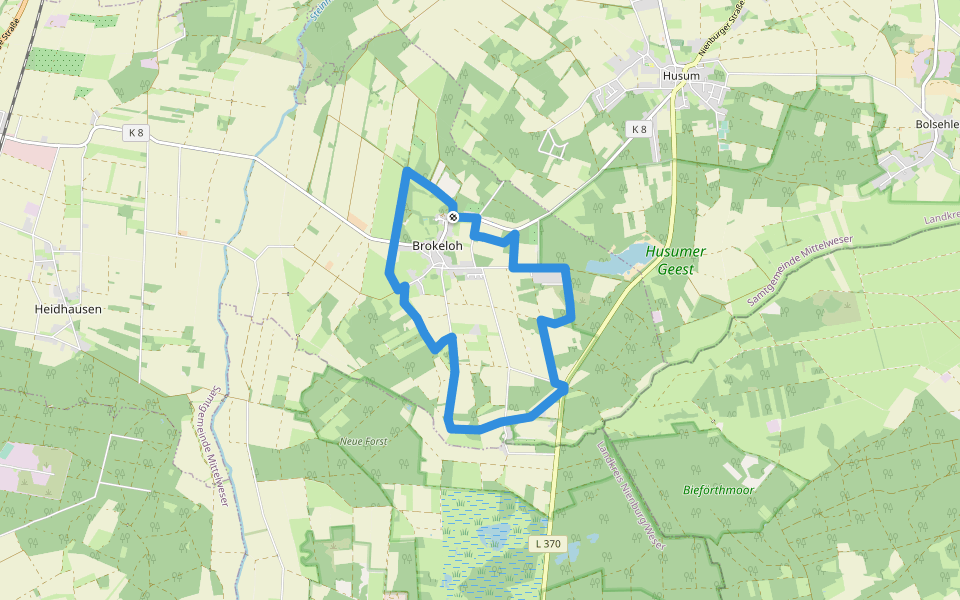 Hermann-Löns-Wanderweg um Brokeloh walking route map in Landesbergen