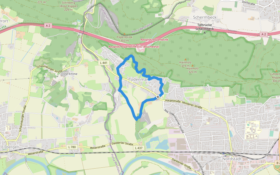 RI20 Kirschenweg Todenmann walking route map in Rinteln