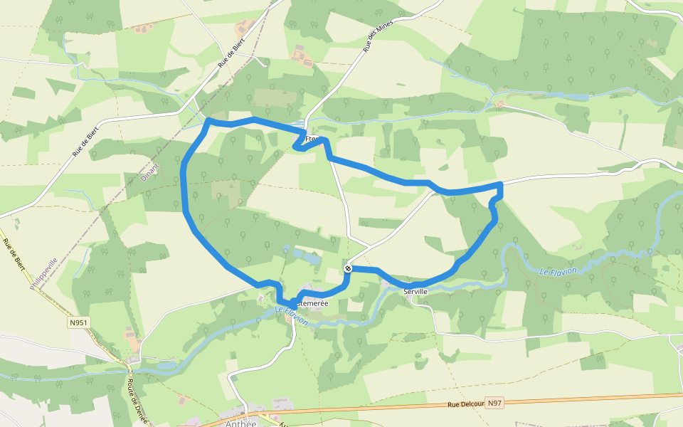Ostemerée - Fter et fonds de Stave walking route map in Onhaye