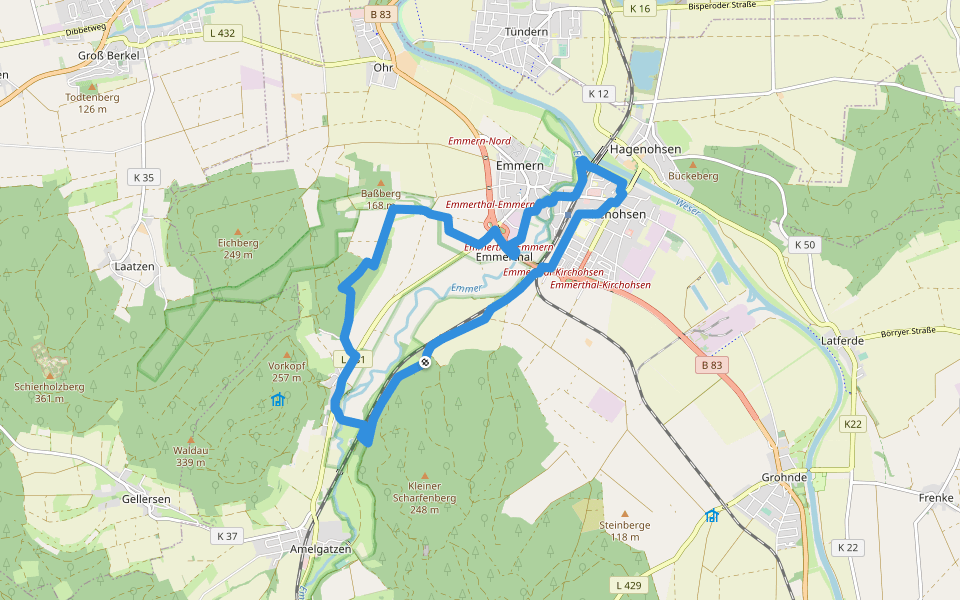 ET4 Rundwanderweg Emmerthal - Schloss Hämelschenburg walking route map in Emmerthal