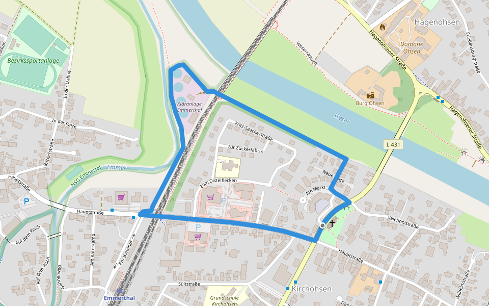 ET3 Spaziergang durch Emmerthals Zentrum walking route map in Emmerthal