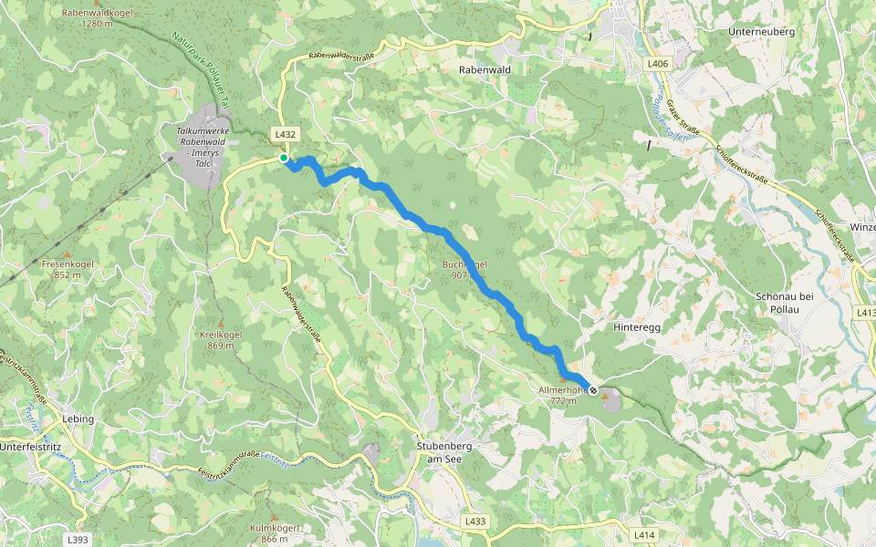 Buchkogelhöhenweg walking route map in Rabenwald