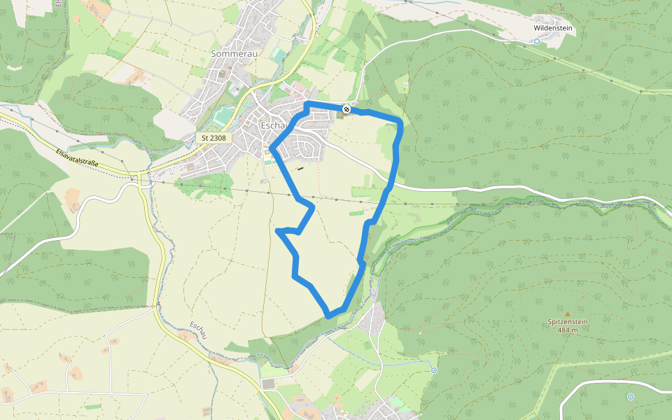 Roter Hase Rundwanderweg Eschau walking route map in Eschau
