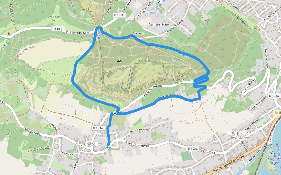 Circuit du Tour du Mont St Quentin walking route map in Scy-Chazelles
