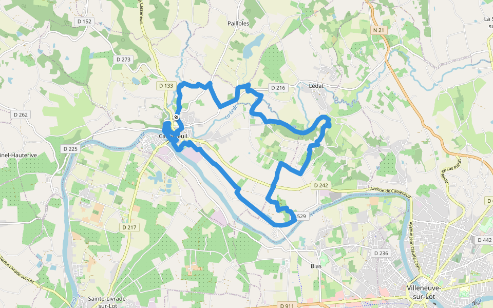 Casseneuil, le Circuit des Trois Rivières walking route map in Casseneuil