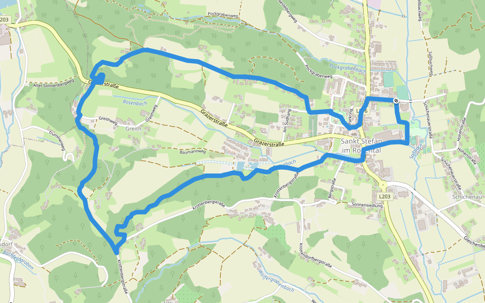 Rosenweg walking route map in Frauenbach