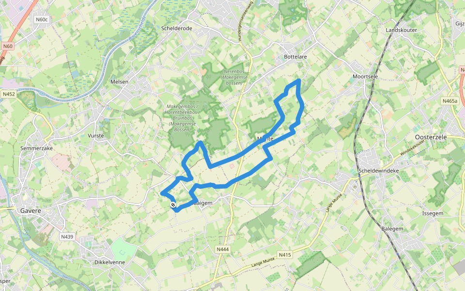 Asselkouterroute walking route map in Gavere