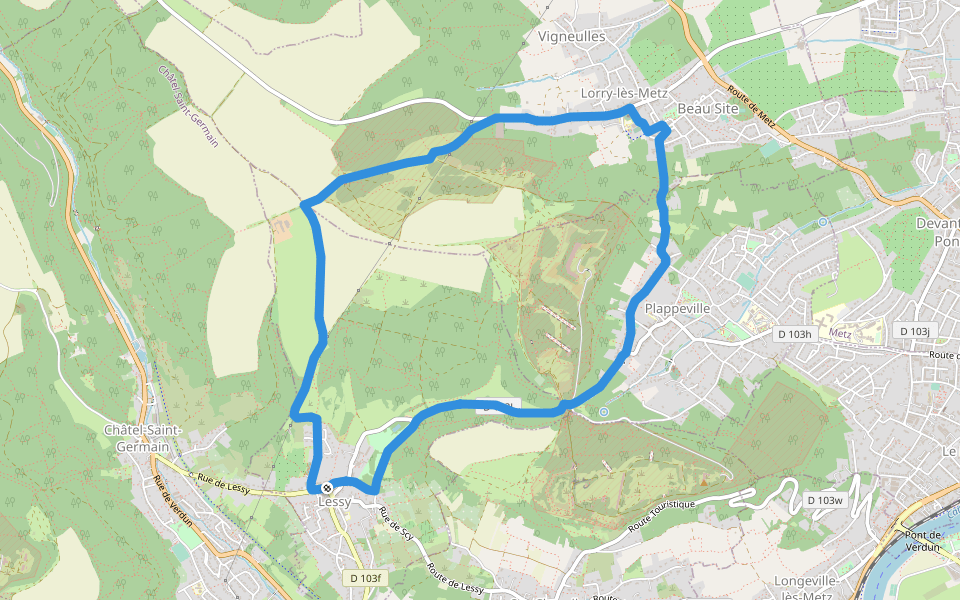 Circuit de Plappeville walking route map in Lessy