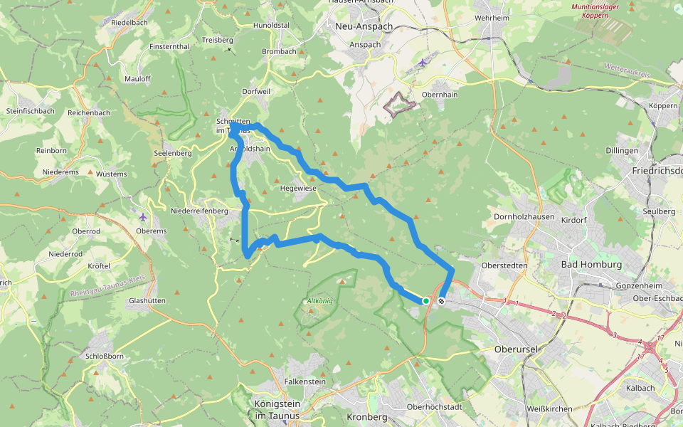 Taunusklub Route 045 walking route map in Oberursel (Taunus)