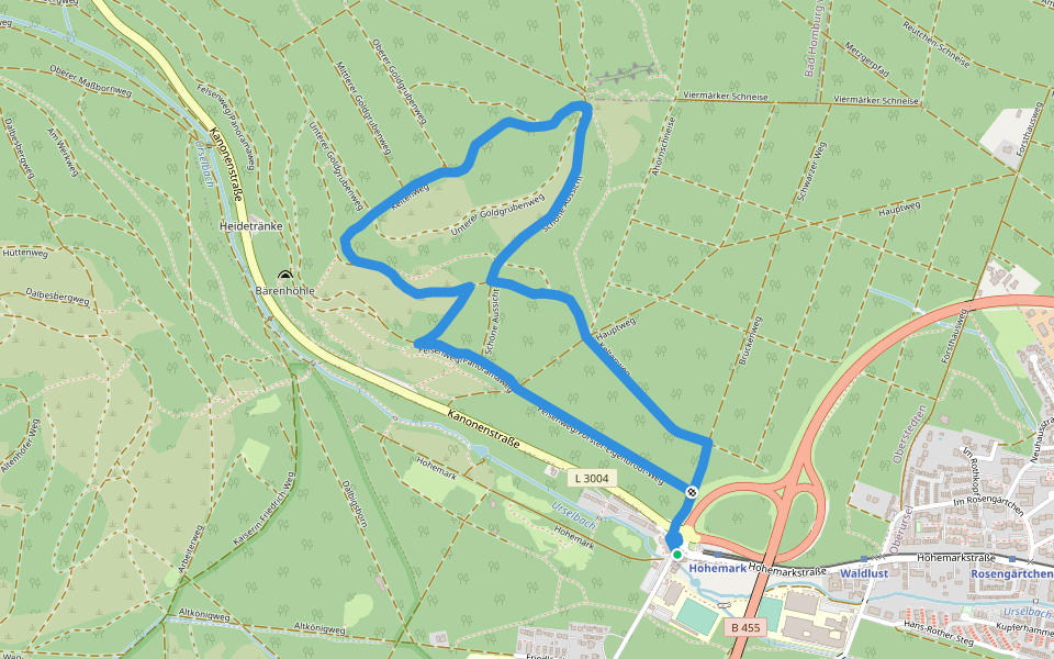 Keltenrundwanderweg walking route map in Oberursel (Taunus)