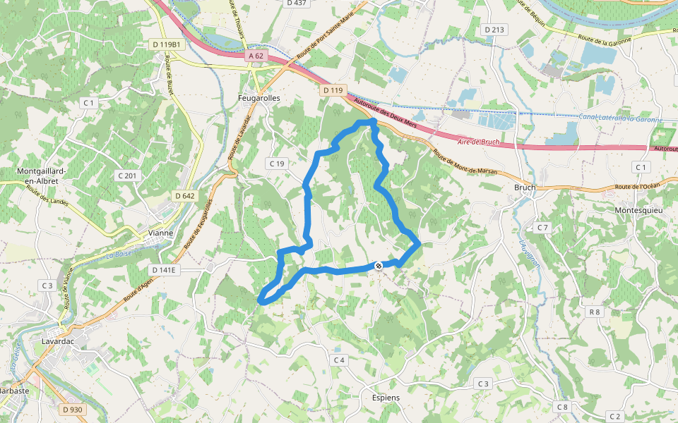 Feugarolles, Brazalemn et Limon, vignobles et vergers d'Albret - 11.8 km walking route map in Espiens