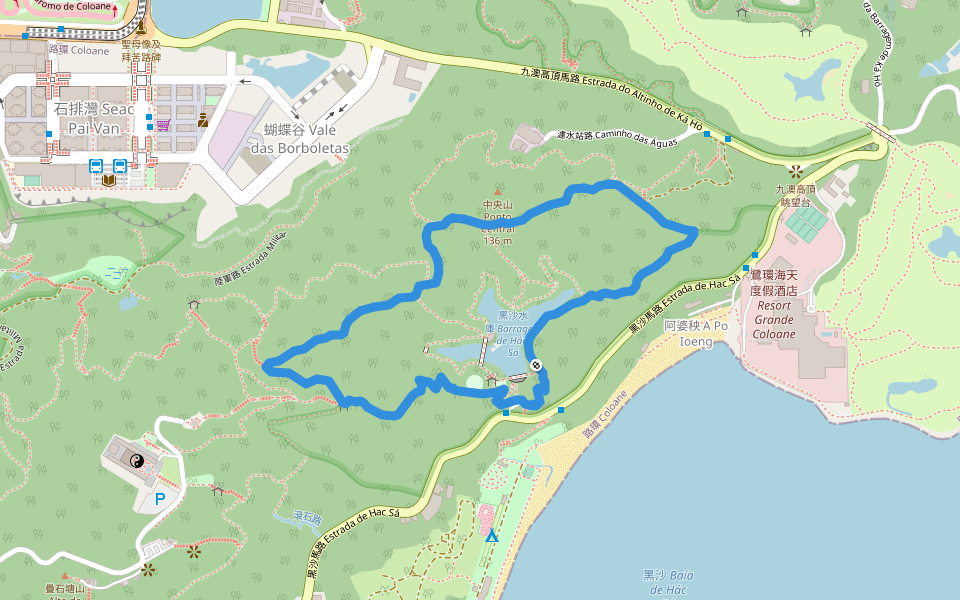 黑沙水庫家樂徑 Circuito da Barragem de Hác-Sá walking route map in Coloane Village