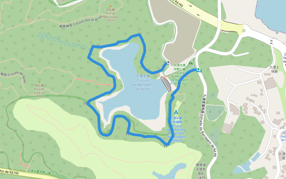 九澳水庫環湖徑 Circuito da Barragem de Ká Hó walking route map in Coloane Village