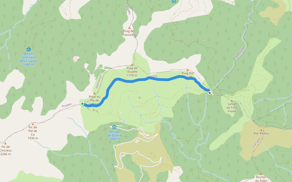 HRP Variante 37.1 walking route map in Valmanya