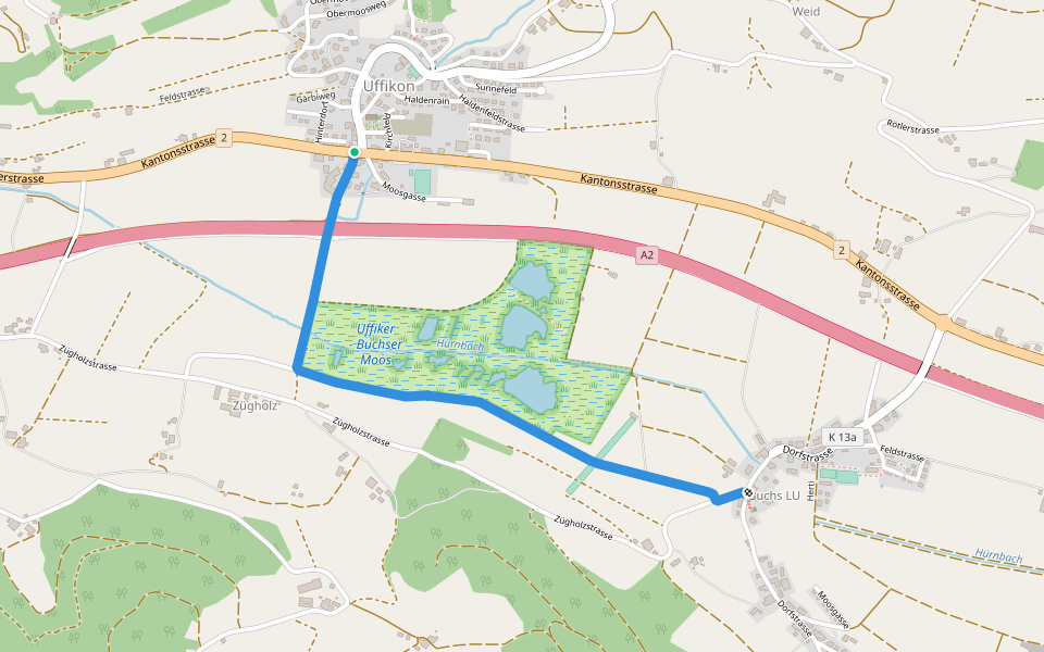 Uffikon- Buchs walking route map in Dagmersellen