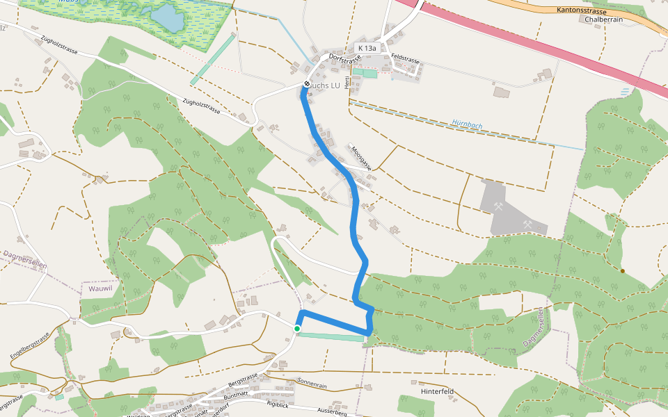 Buchs - Burg walking route map in Dagmersellen