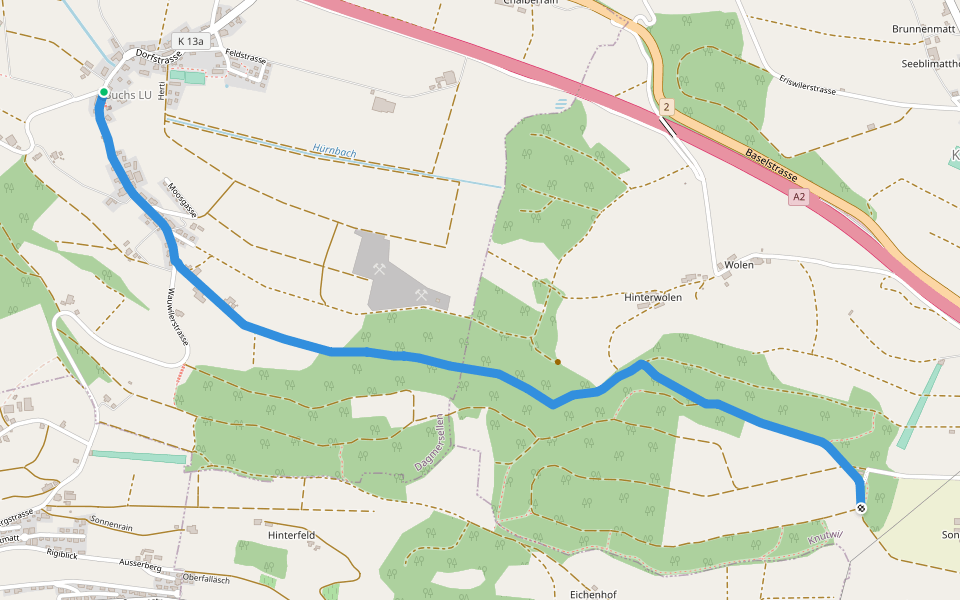 Stockacher - Buchs walking route map in Dagmersellen