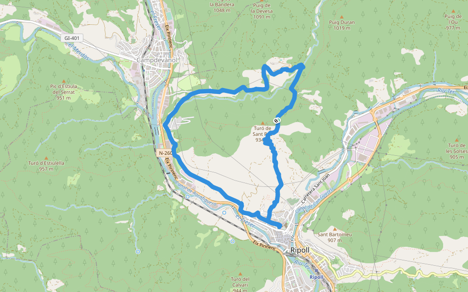 SL-C 11 Ripoll walking route map in Ripoll