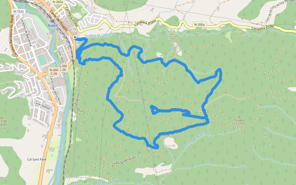 SL-C 13 Ripoll-Sant Antoni walking route map in Ripoll