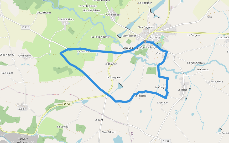 Les Chaumes du Chapître - circuit n°1 walking route map in Adriers