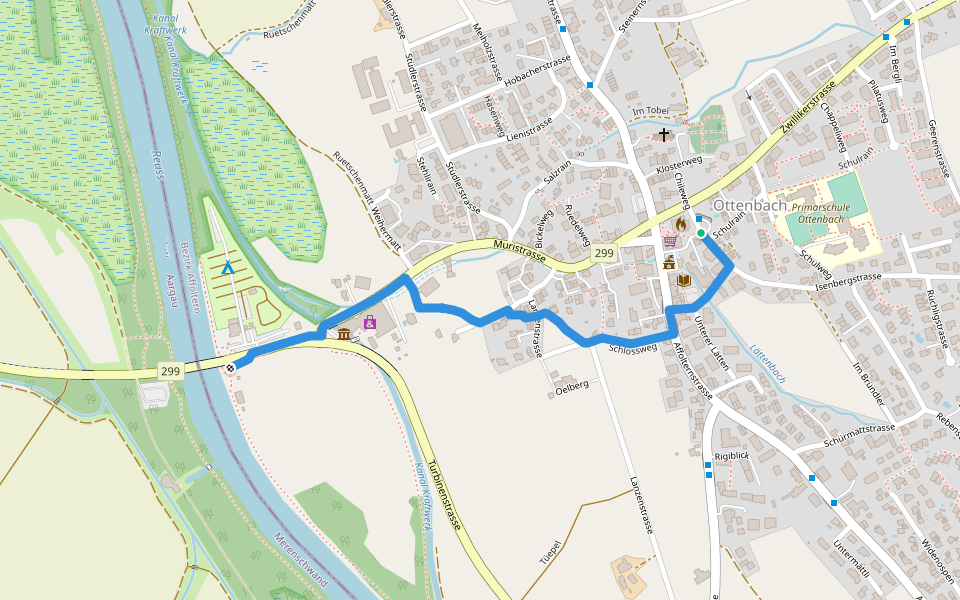 Brücke Ottenbach - Ottenbach walking route map in Ottenbach
