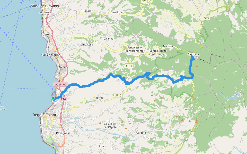 Sentiero Italia - Tappa U01 walking route map in Reggio Calabria