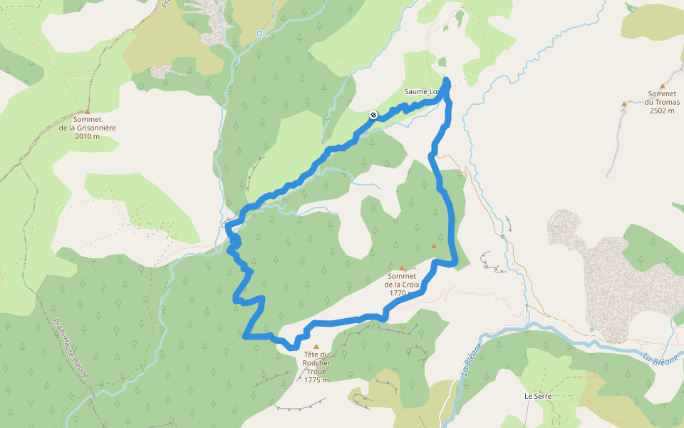 Le Bois de la Julie walking route map in Prads-Haute-Bléone