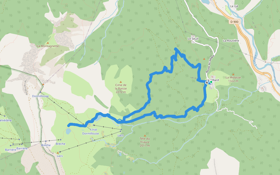 Les Lacs du Col Bas walking route map in Le Lauzet-Ubaye