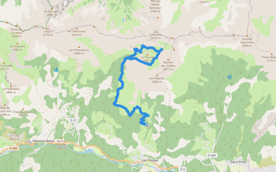 Lac de l'Aupillon walking route map in Les Thuiles