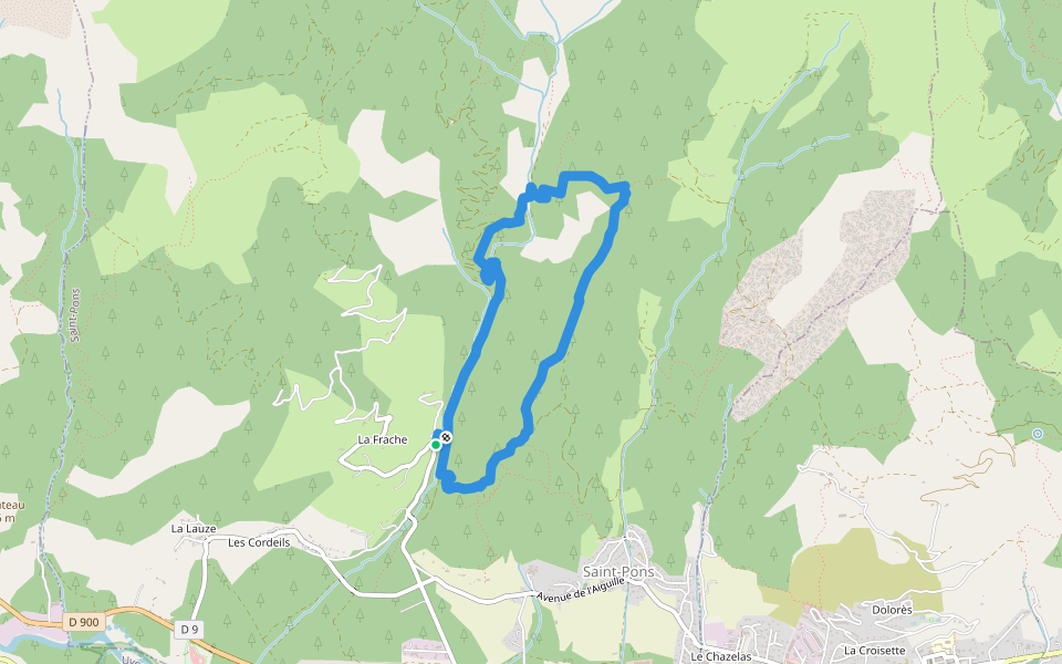 Crêtes des Cognetons walking route map in Saint-Pons