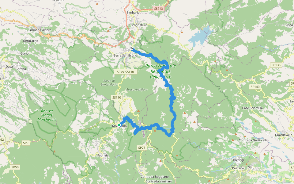 Sentiero Italia - Tappa U09 walking route map in Mongiana