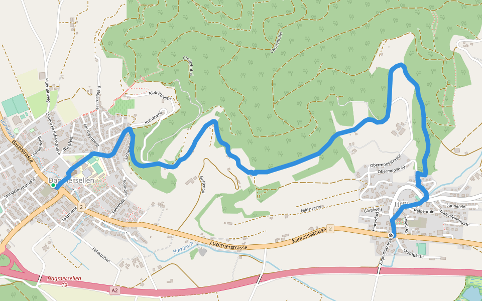 Uffikon- Dagmersellen walking route map in Dagmersellen