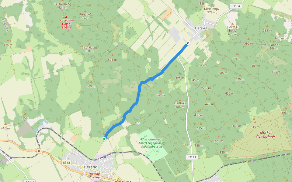 S+ (Herend – Hárskút) walking route map in Herend