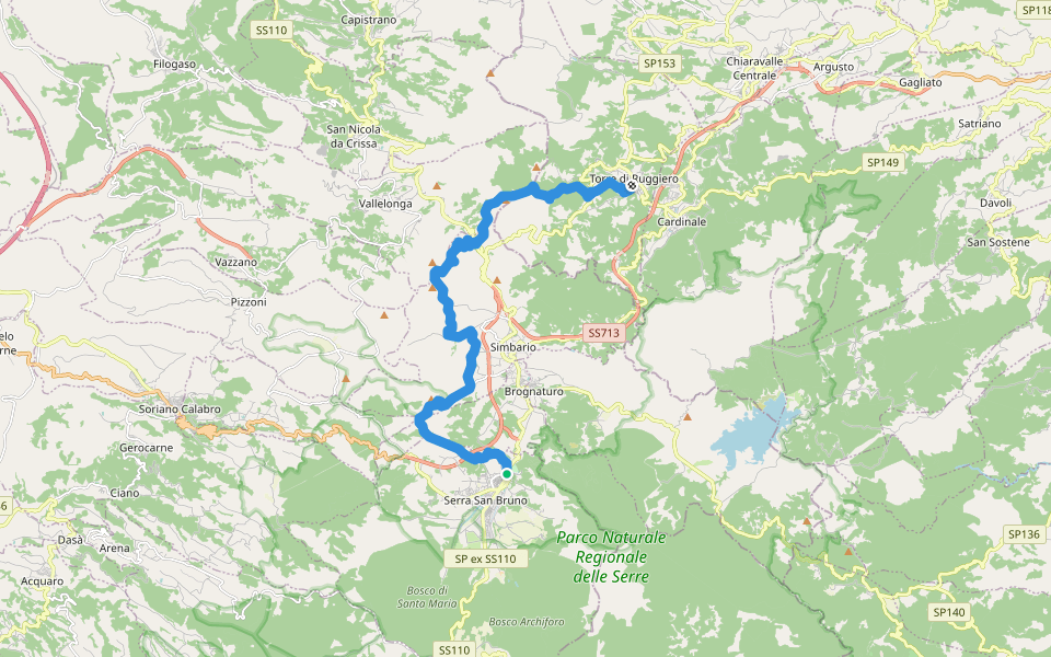 Sentiero Italia - Tappa U10 walking route map in Serra San Bruno