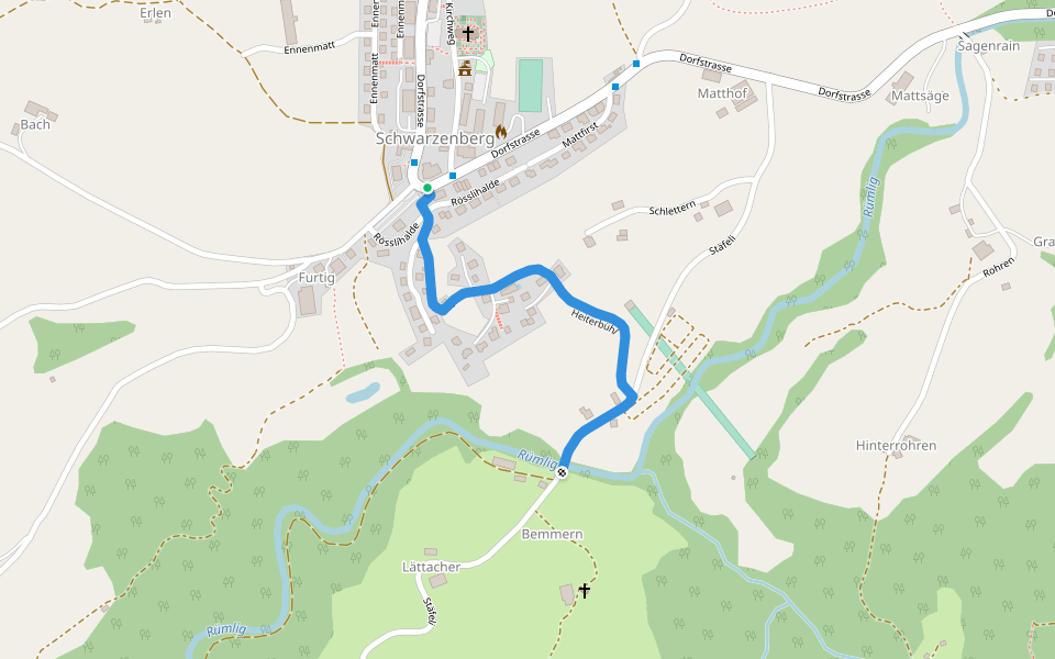 Schwarzenberg - Bömmerenbrücke walking route map in Schwarzenberg