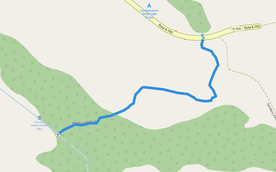 Bajada a la poza walking route map in Vilches