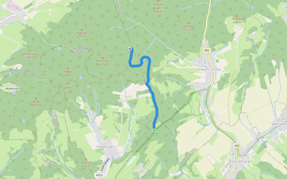 [Ž] Nad Vegou - Pod Komoncem walking route map in Pozlovice