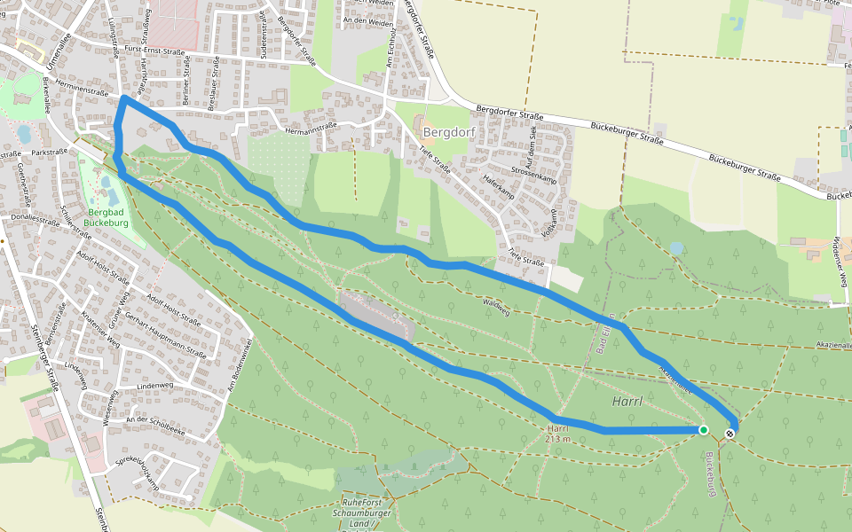 Rundwanderweg 4 im Harrl walking route map in Bückeburg
