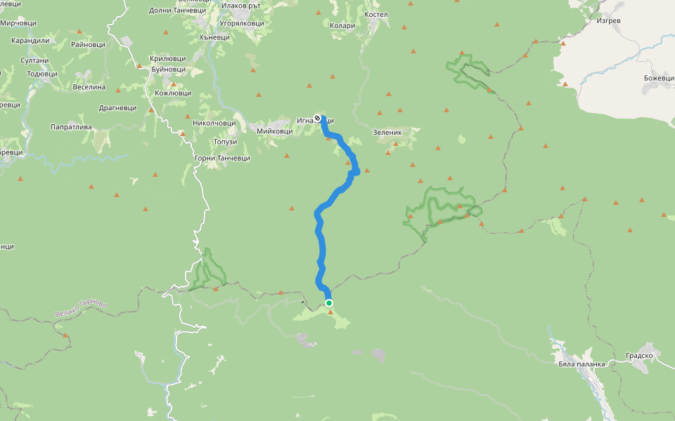 с.Игнатовци - Чумерна walking route map in Tvarditsa
